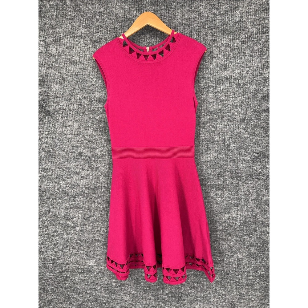 Ted Baker Dress Womens Medium 3 Pink Cutout‎ Fit & Flare Knit Skater Knee Length - Picture 4 of 12